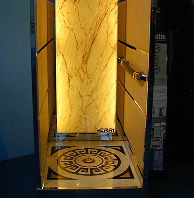 Intarsio per ascensore in Marmo con parete retro illuminata in Afyon